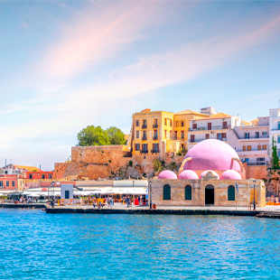 De kustlijn in Chania